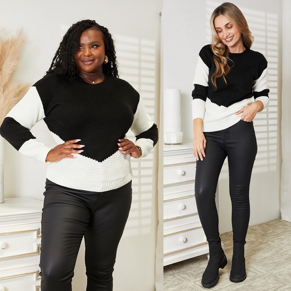 Milah Two-Tone Rib-Knit Sweater - Picture 8 of 10